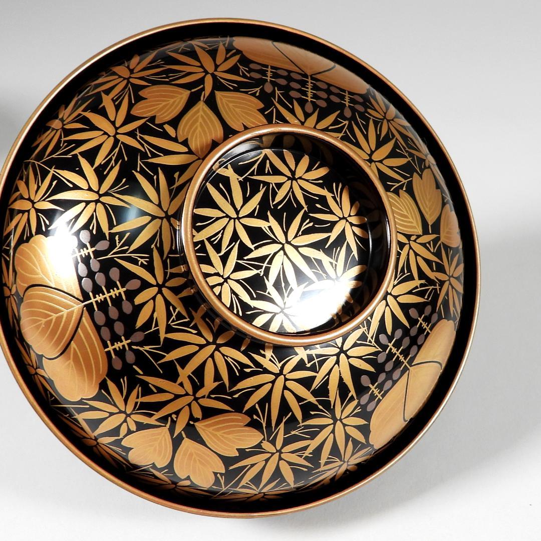 木田理平造 本金時代蒔絵 桐竹紋 吸物椀 五客 共箱