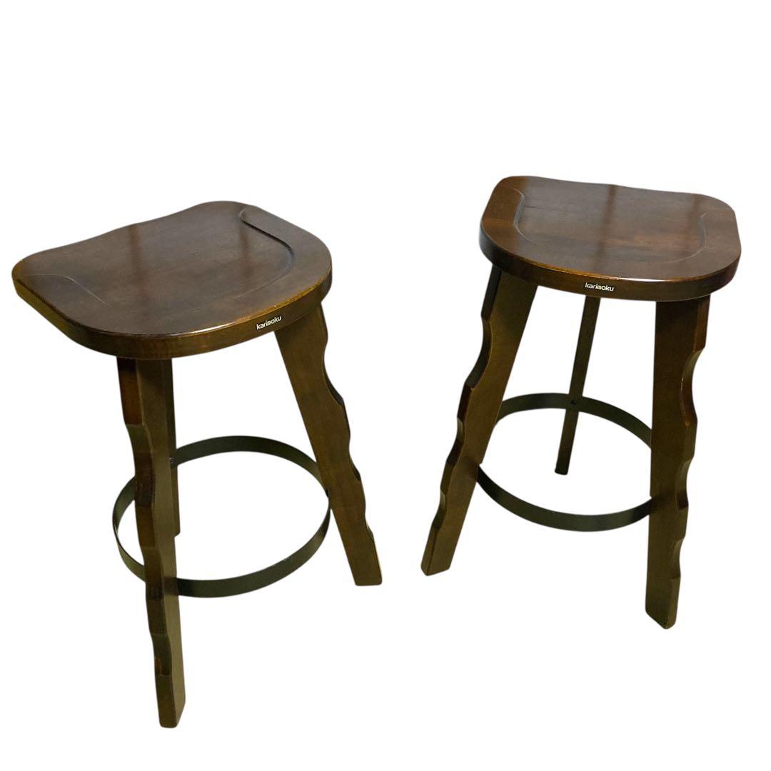 ①【ヴィンテージ】カリモク ルスティック ハイチェア バースツール スツール