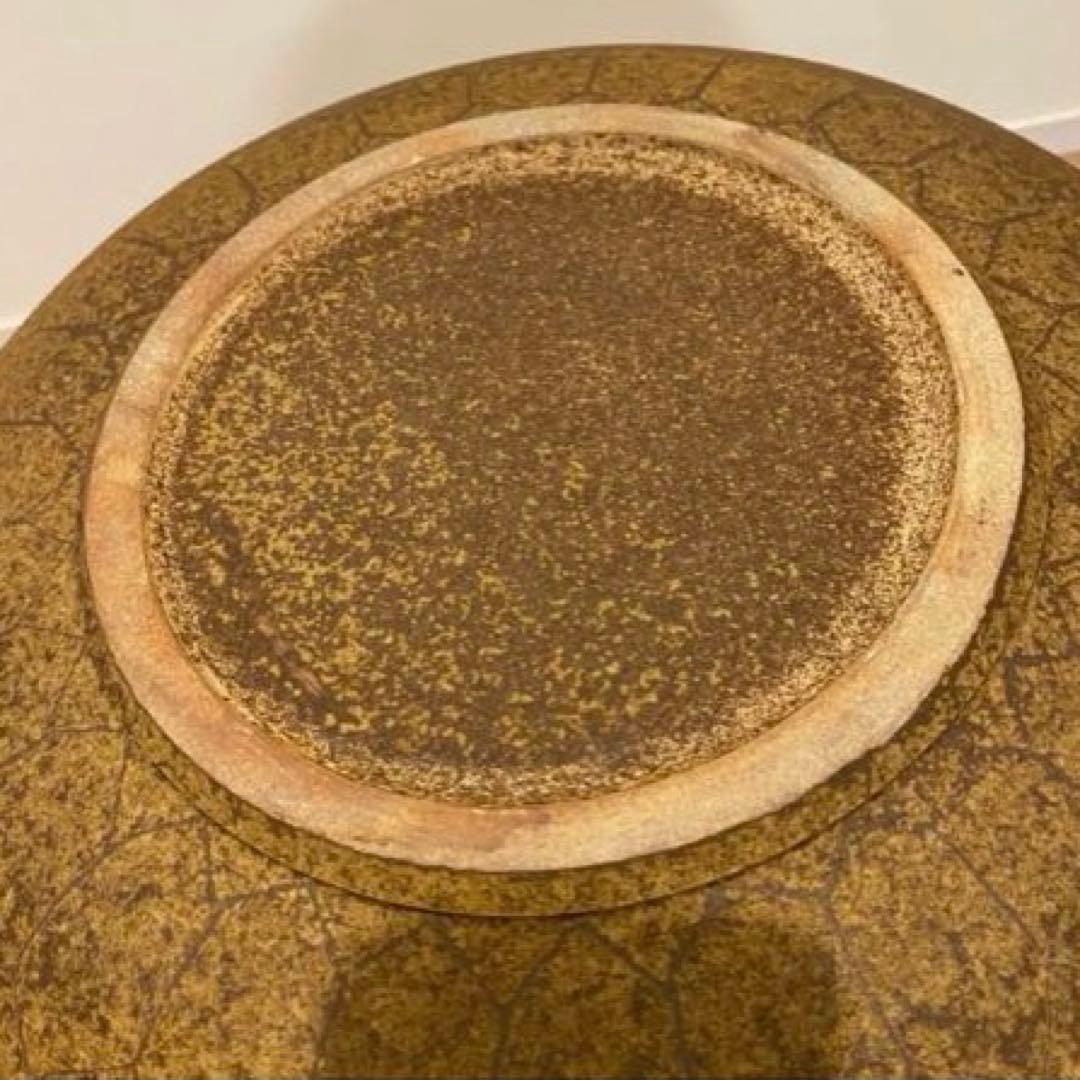 【未使用品】萩伊羅保線文字鉢　野坂康起造　共箱　布付き　山口県指定無形文化財