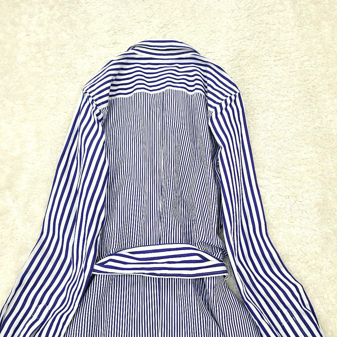 【美品】現行　ローレンラルフローレン　シャツワンピース　ストライプ　ベルト　刺繍