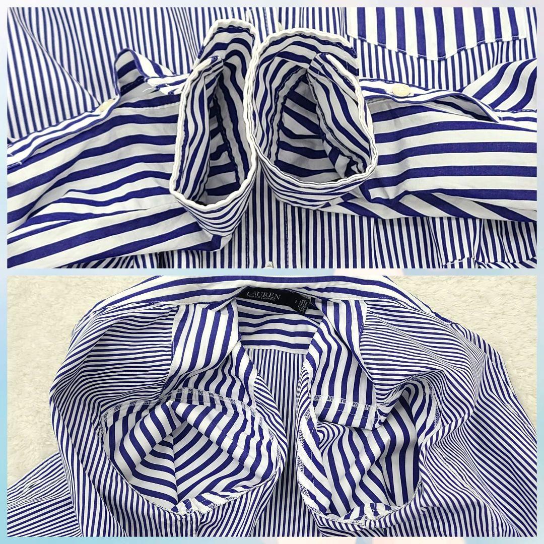 【美品】現行　ローレンラルフローレン　シャツワンピース　ストライプ　ベルト　刺繍