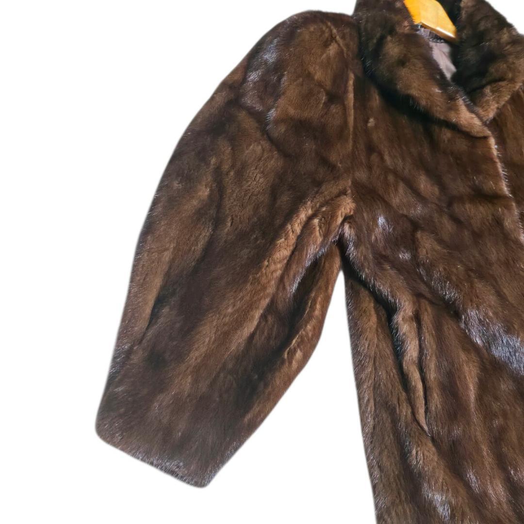デミバフミンク ファーコート ドルマンスリーブ ブラウン 本毛皮 貂