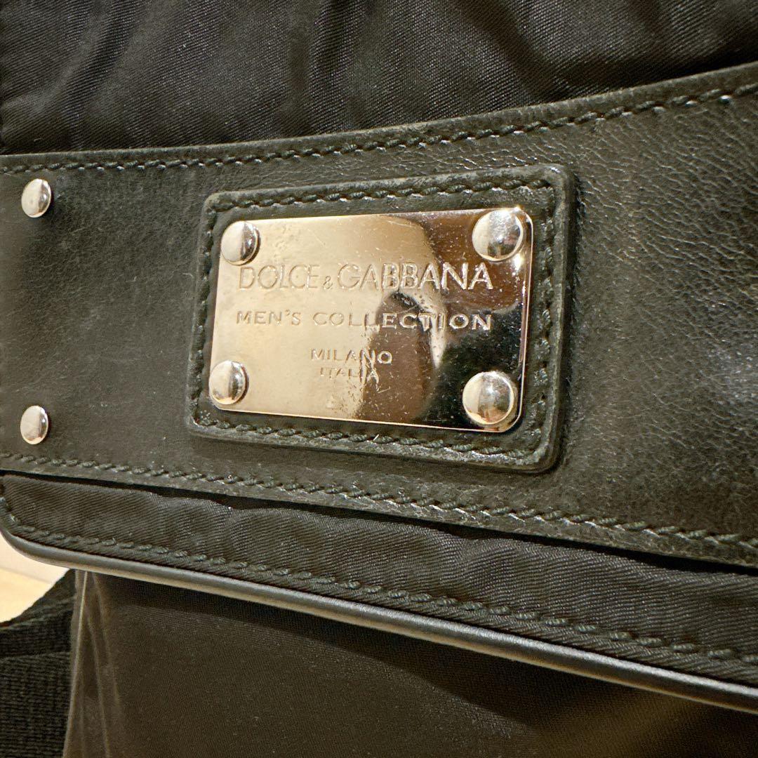 DOLCE&GABBANA ドルガバ ミニショルダーバッグ ナイロン レザー 黒