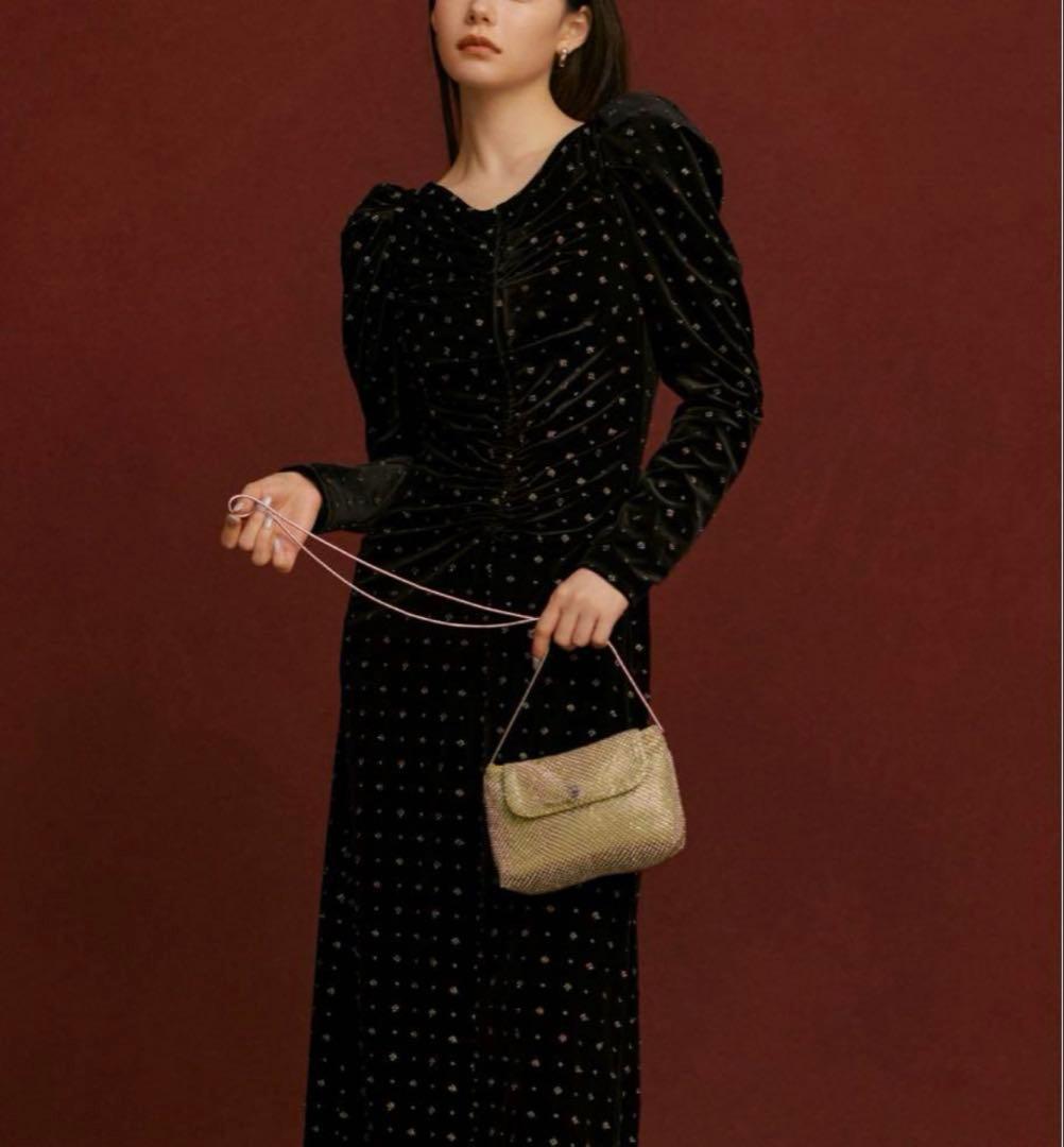 極美品 snidel ベロア刺繍 ワンピース 2024AWブラック S