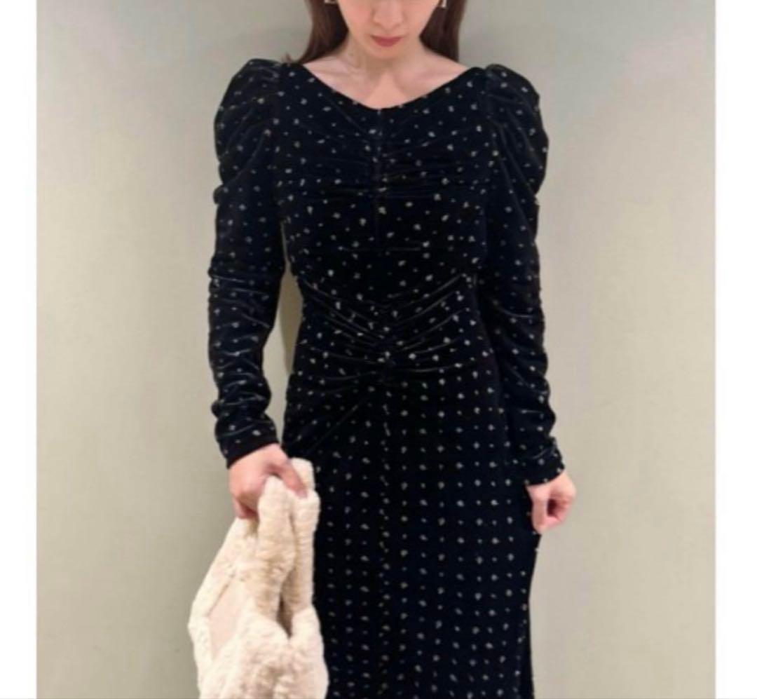 極美品 snidel ベロア刺繍 ワンピース 2024AWブラック S