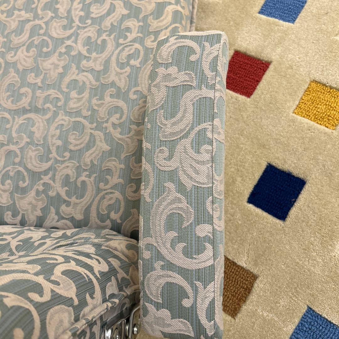 エル処分品★日本製座椅子 布張り リクライニング式 アヤメ ブルー