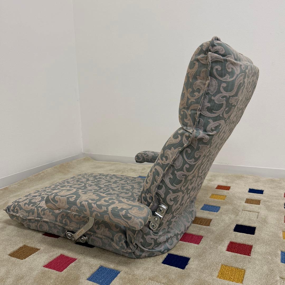 エル処分品★日本製座椅子 布張り リクライニング式 アヤメ ブルー