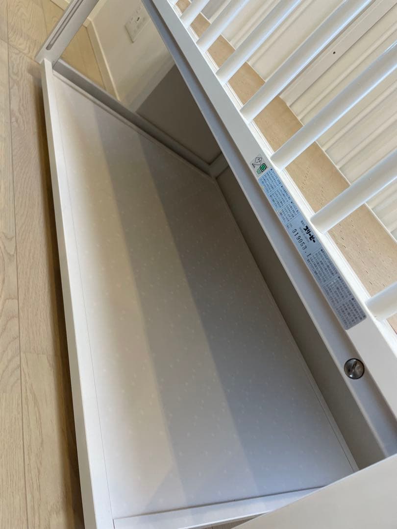 日本製 ベビーベッド ハイタイプ ツースライドベッド 木製　キャスター付き