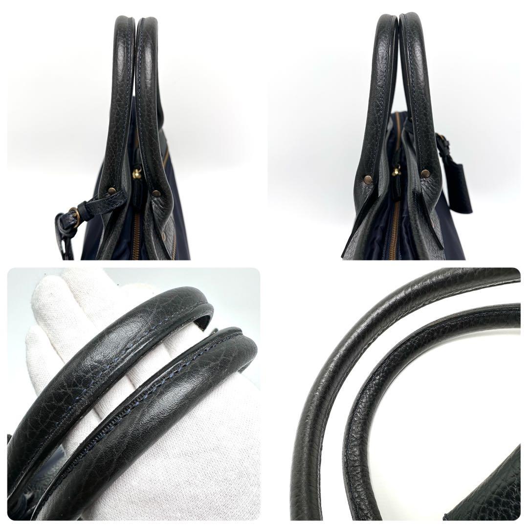 美品 Felisi 12/39/3 ビジネスバッグ ナイロン シボ革 紺×黒