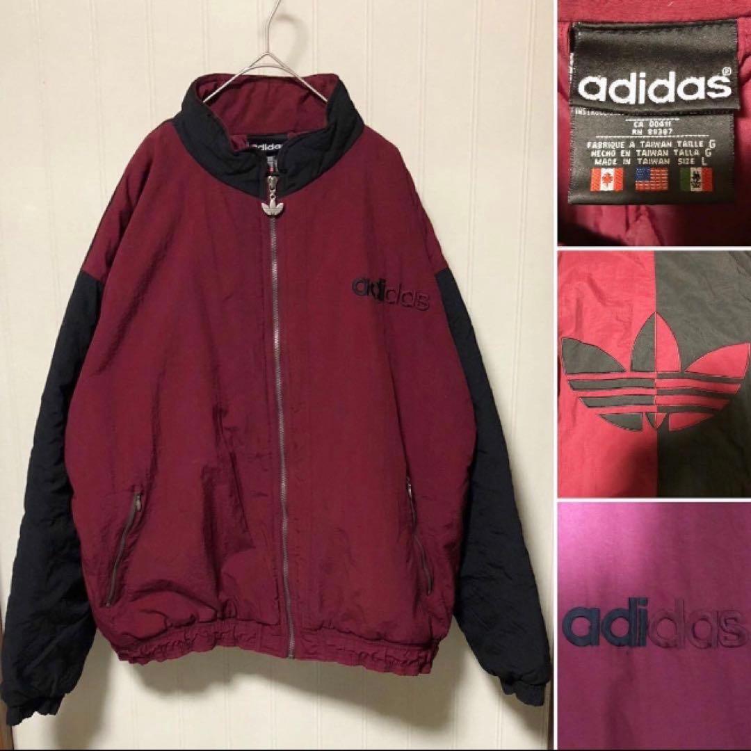 80s adidas スイッチング バイカラー ナイロンジャケット サイズL