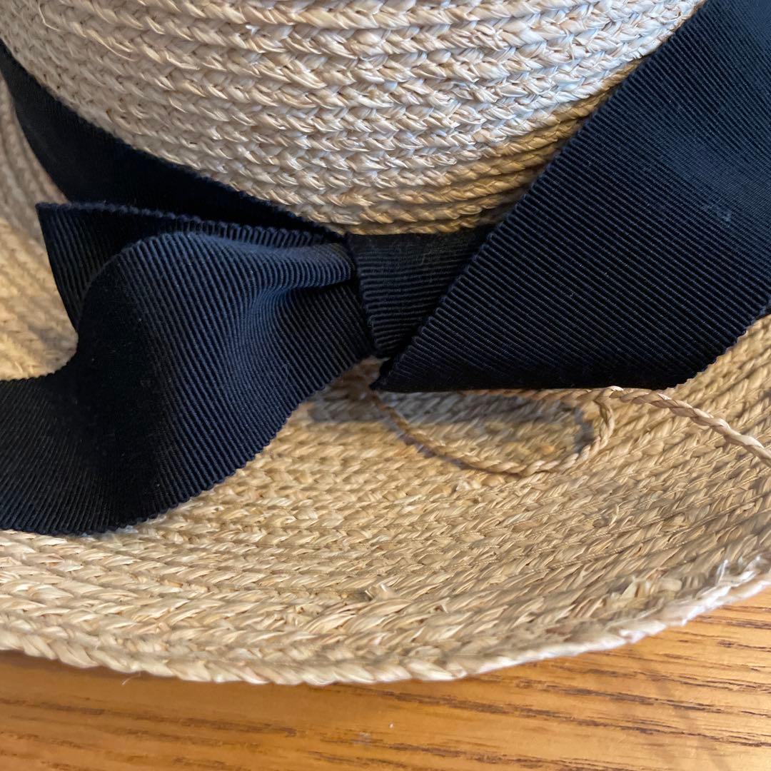 HELEN KAMINSKI ヘレンカミンスキー ラフィア ハット 黒リボン付き