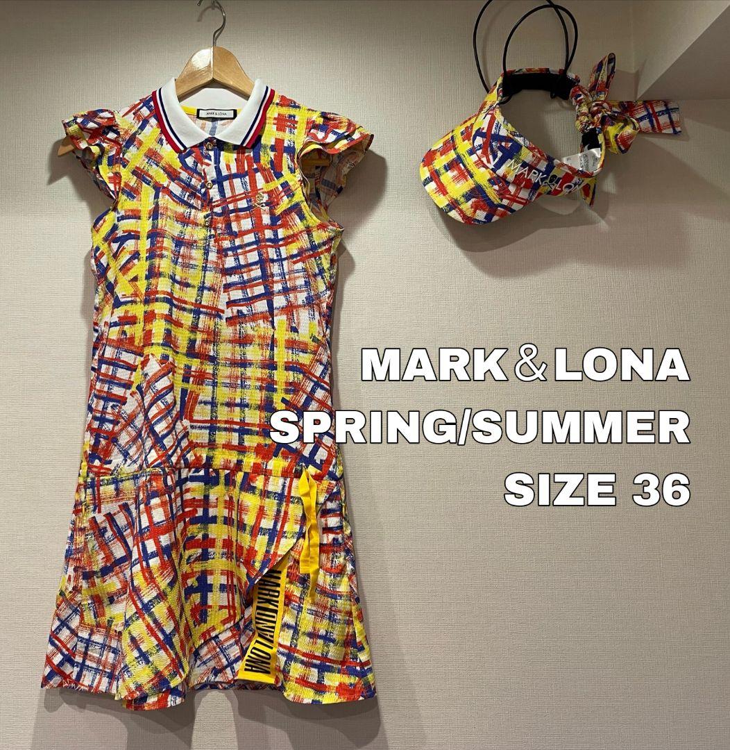 美品✦マークアンドロナ✦キンガムチェックワンピース＆サンバイザーセットアップ
