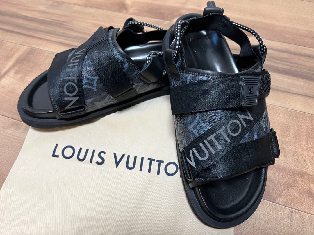 MSCS_004 LV ホノルルライン レザー×ファブリックサンダル サイズ7