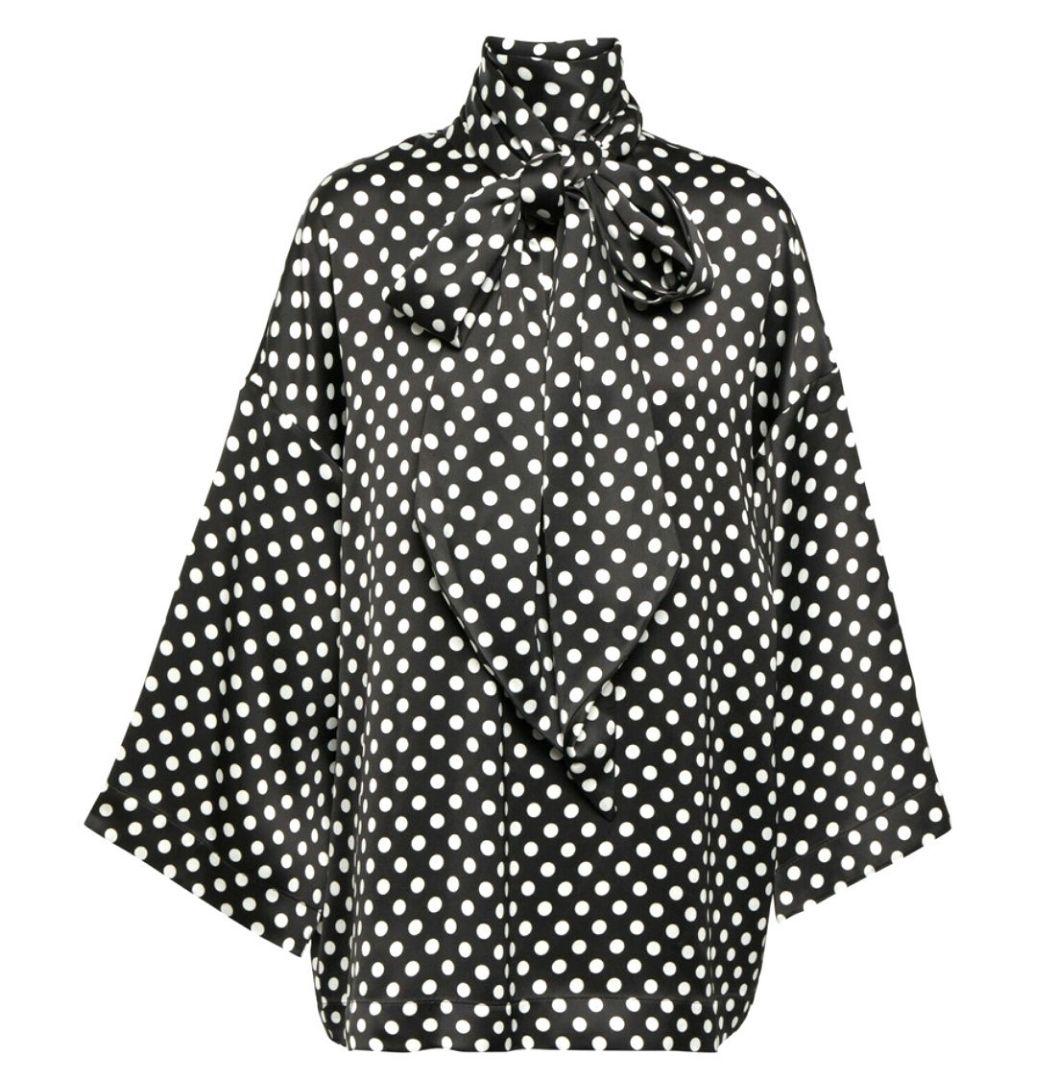 極美品✨ サンローラン　近年モデル　ドット ブラウス　ボウタイ　リボン　ゆったり