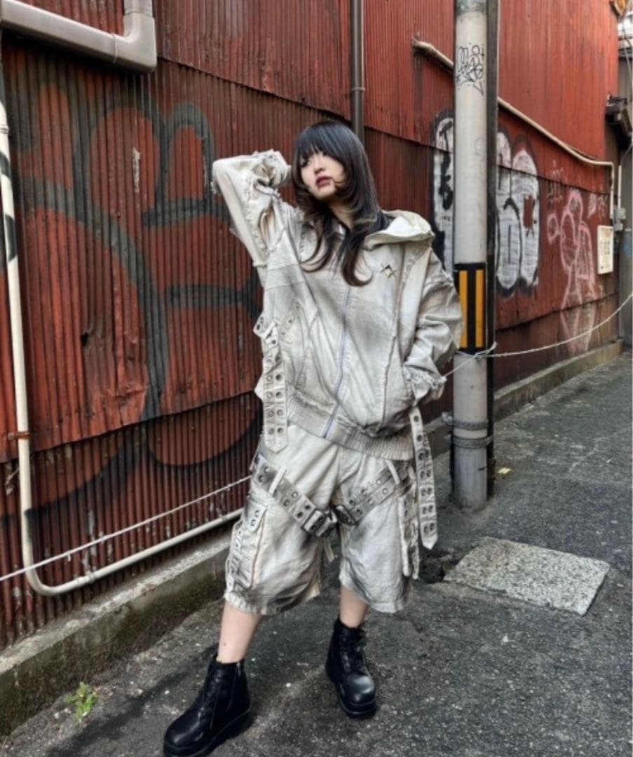 『REFLEM/レフレム』顔料加工ハイネックデニムパーカー ホワイト