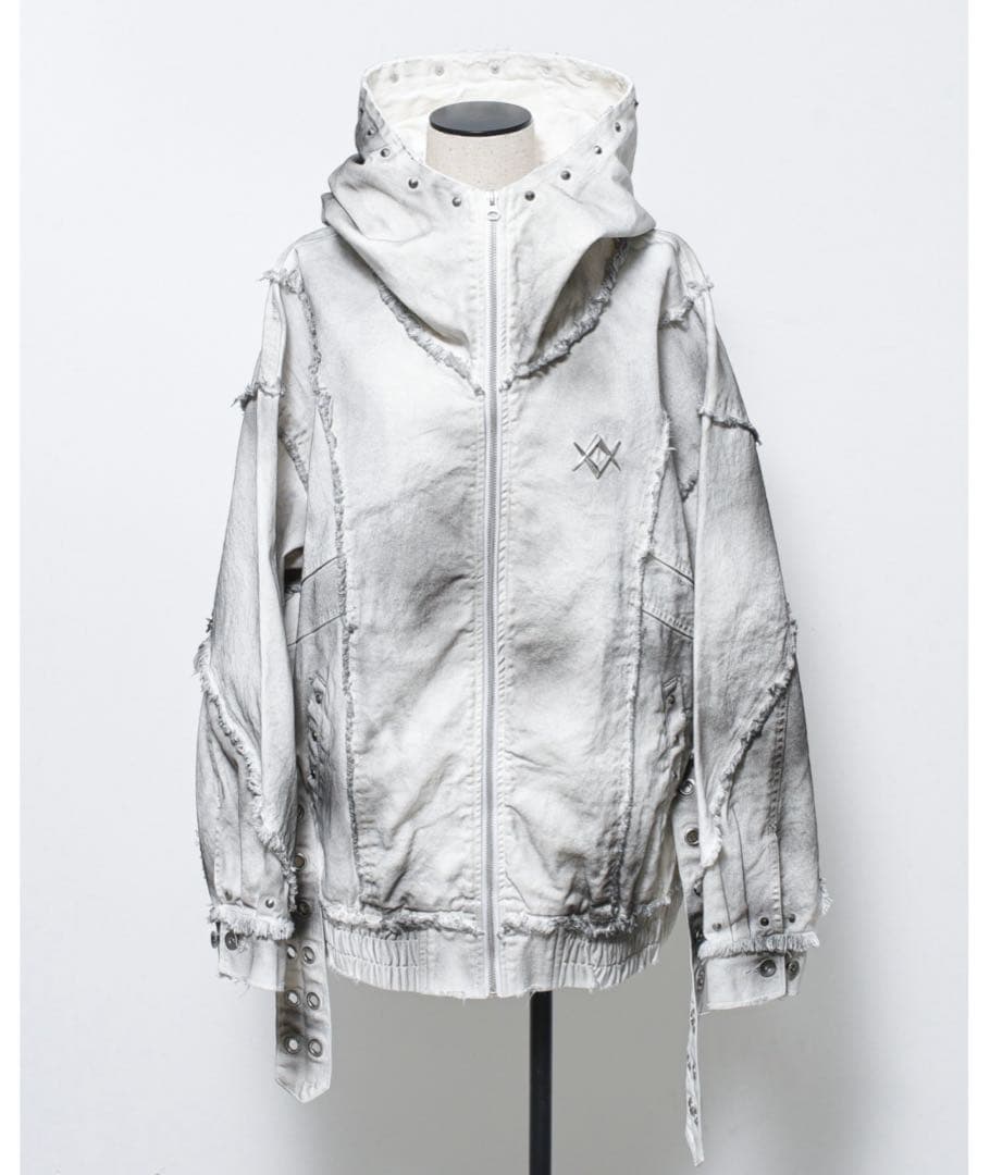『REFLEM/レフレム』顔料加工ハイネックデニムパーカー ホワイト