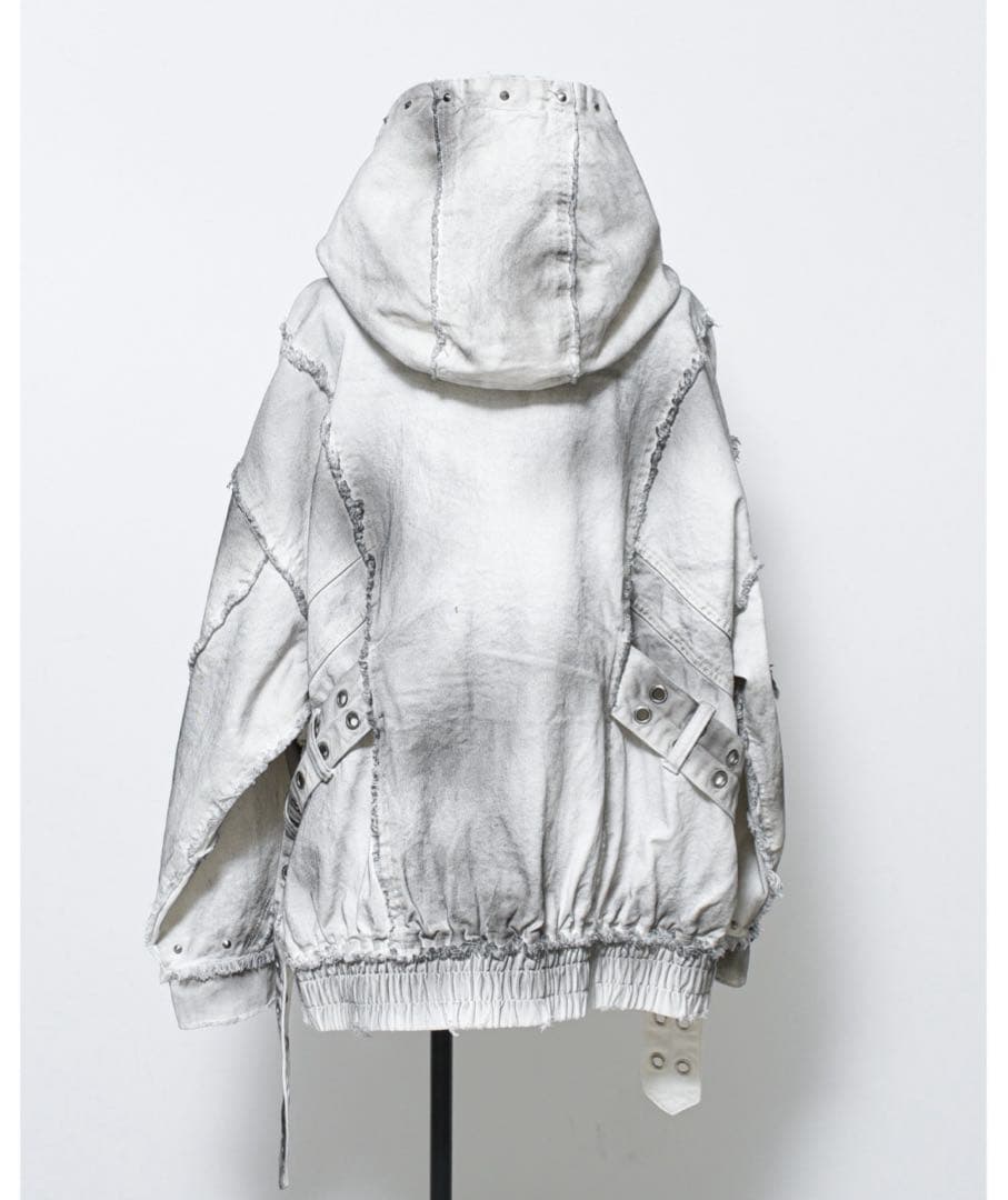 『REFLEM/レフレム』顔料加工ハイネックデニムパーカー ホワイト