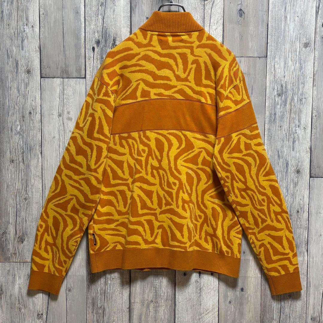 ラウドマウス　ニット　セーター　ハーフジップ　総柄　ビックロゴ　ウール混　L