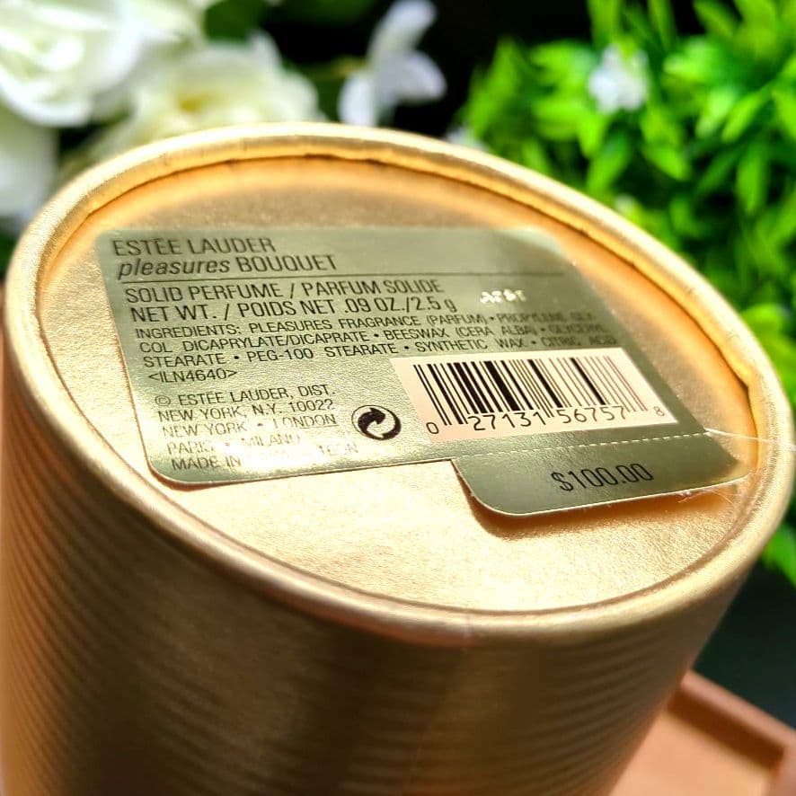 エスティローダー 練り香水 コンパクト ゴールドとグリーンの台座のバラの花束