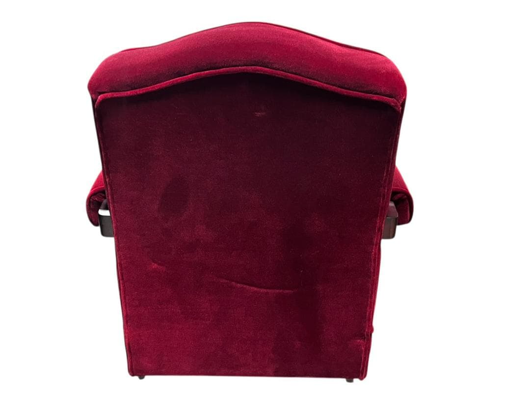 ◇昭和レトロ 古家具 一人掛けベロアソファー アームチェア ヴィンテージ 赤