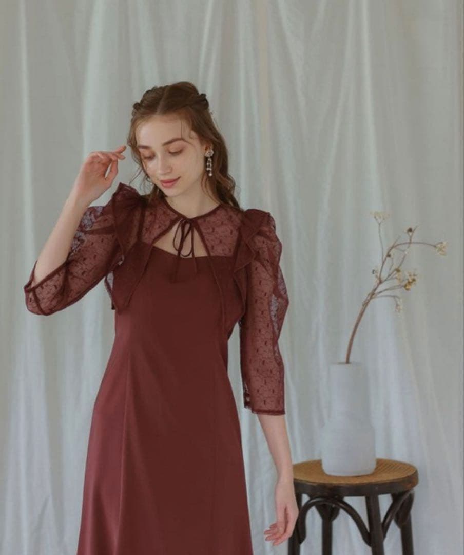 [タグ付き新品] Dorry Doll オケージョンワンピース ボルドー