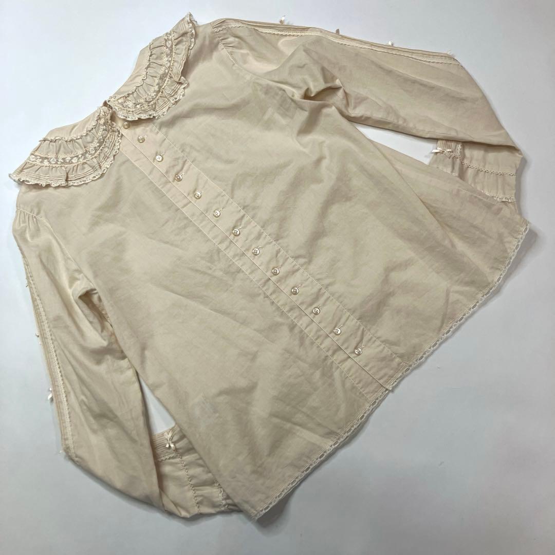 ピンクハウス 生成 レース使い 綿ローンブラウス