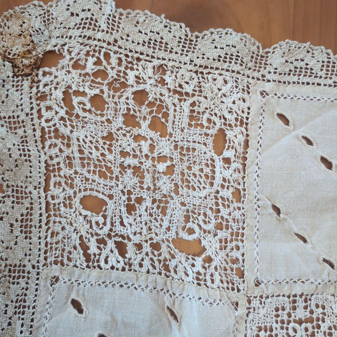 フランスアンティークテーブルクロス　フランスアンティークレース　フランスカーテン