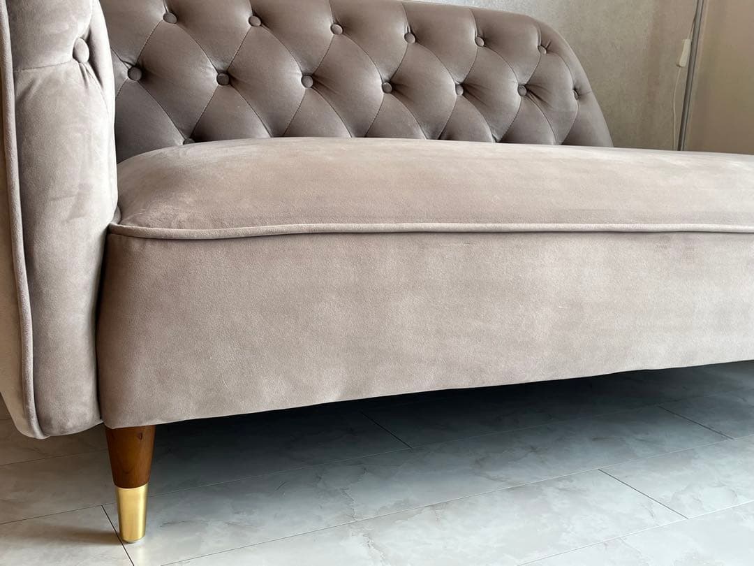 カウチソファ ベルベット調 LOWYA