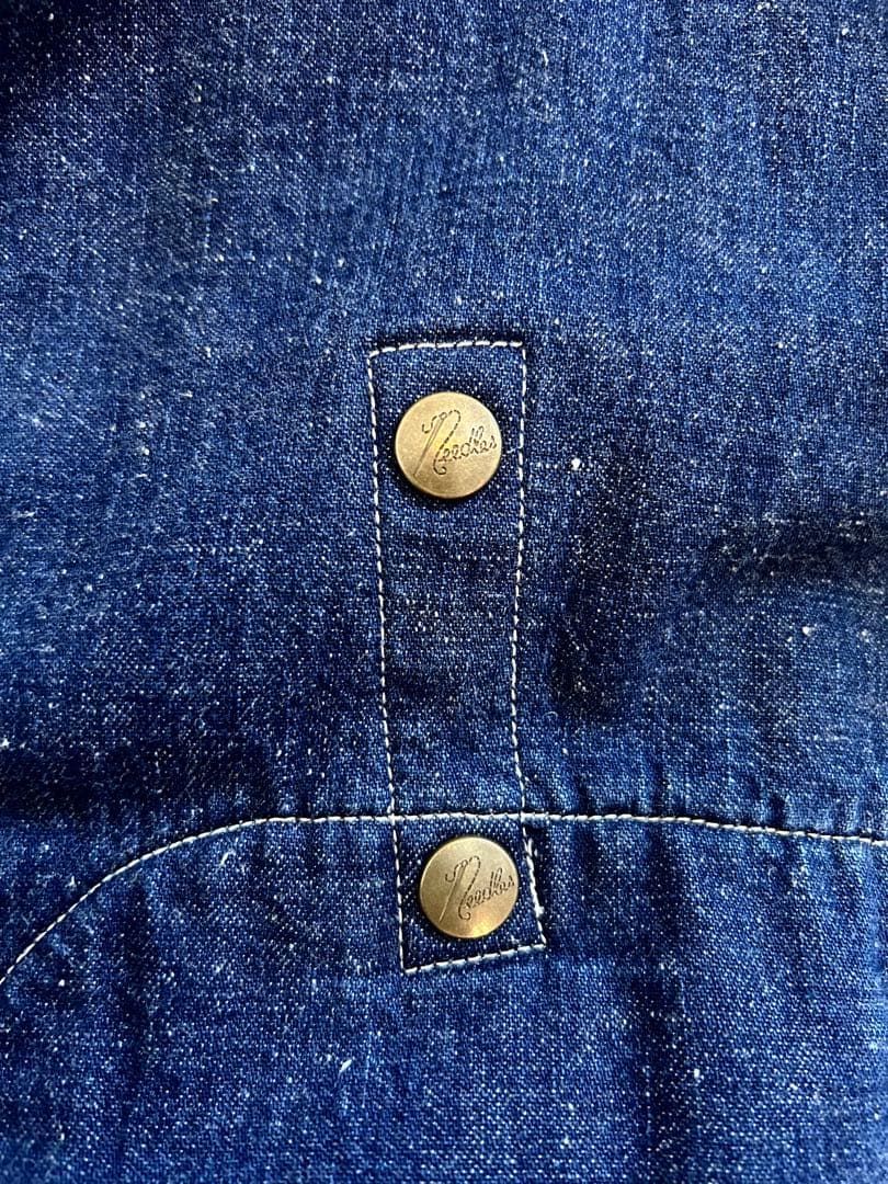 Needles ノーカラーデニムジャケット ロングコート　作務衣コート