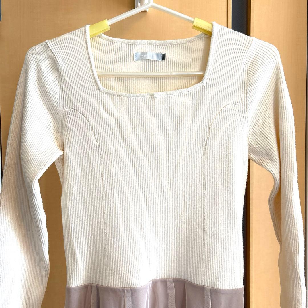 overE チュールドッキングワンピース　オフホワイト