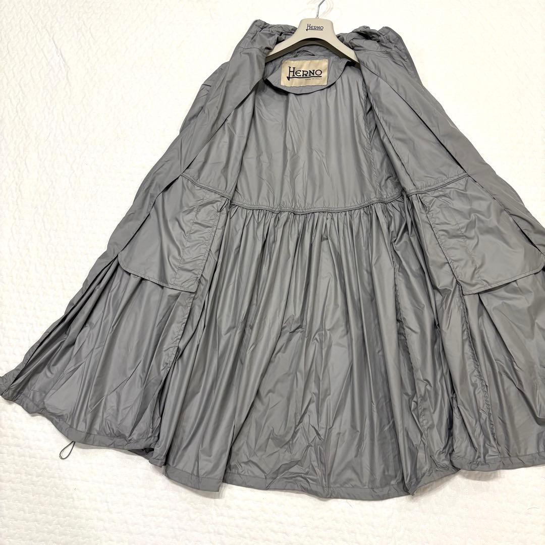 ☆新品☆HERNO テクノタフタ ギャザーモッズコート 38 GY