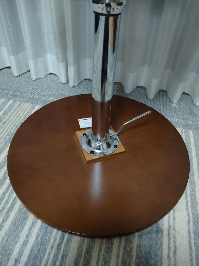 カウンターテーブル　丸　高さ調整　天板回転　ブラウン