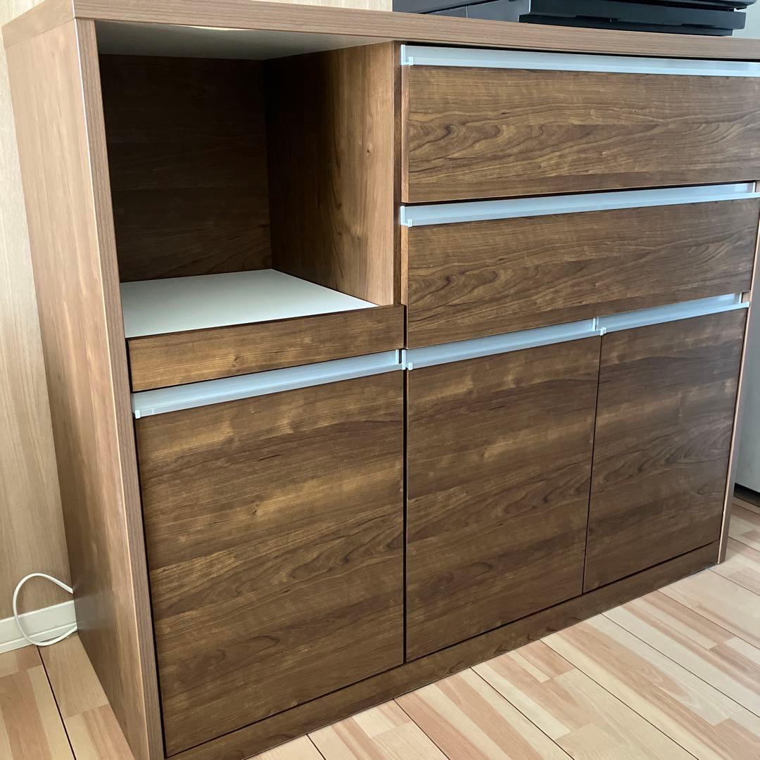 キッチンボード 食器棚 引き出し付き　ダークブラウン