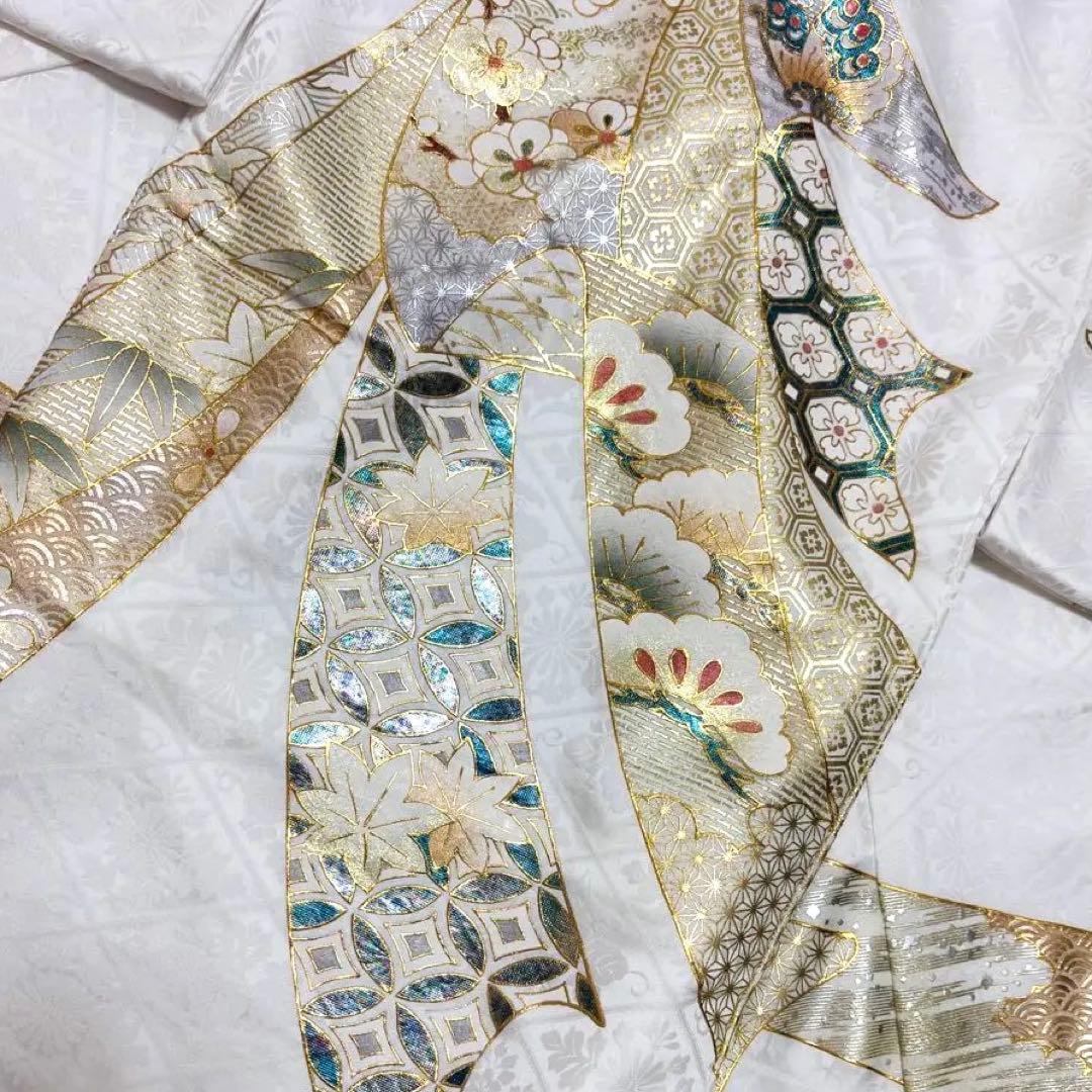 新作❗️【新品/日本製】白 手箔染め お宮参り産着 男の子 熨斗柄