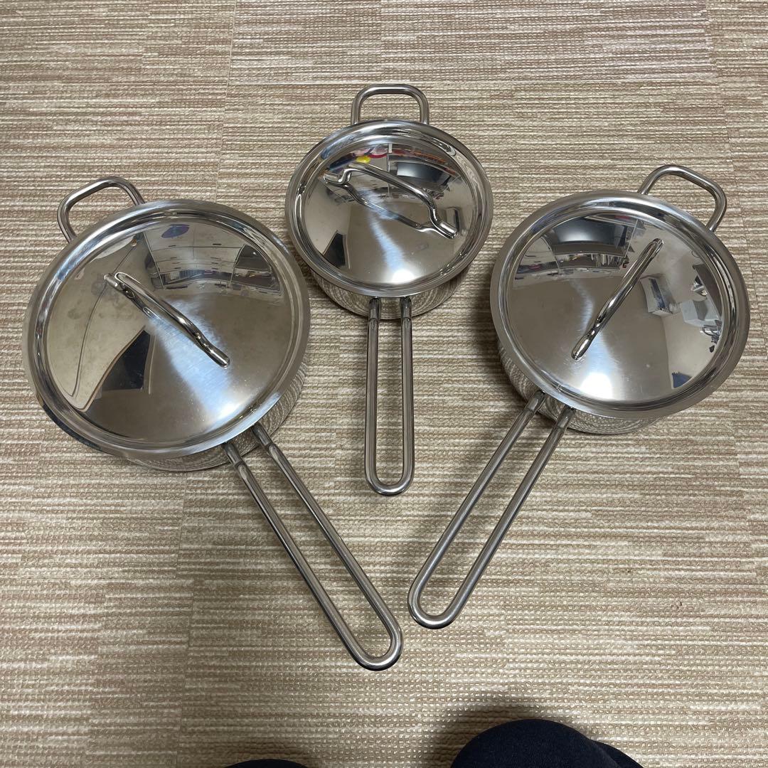 geo PRODUCT 蓋付き 片手鍋 ３点セット 14cm/16cm/18cm