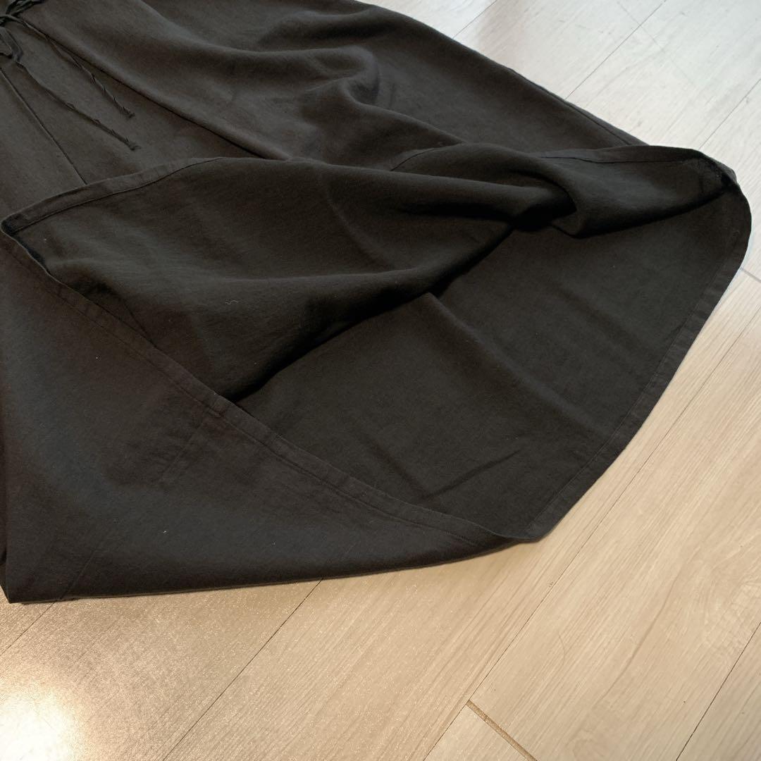 【エヴァムエヴァ】クリーニング品・美デザイン✨リネンウールワンピース　ブラック