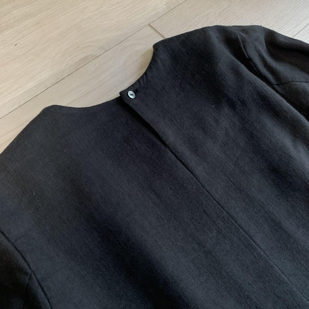 【エヴァムエヴァ】クリーニング品・美デザイン✨リネンウールワンピース　ブラック