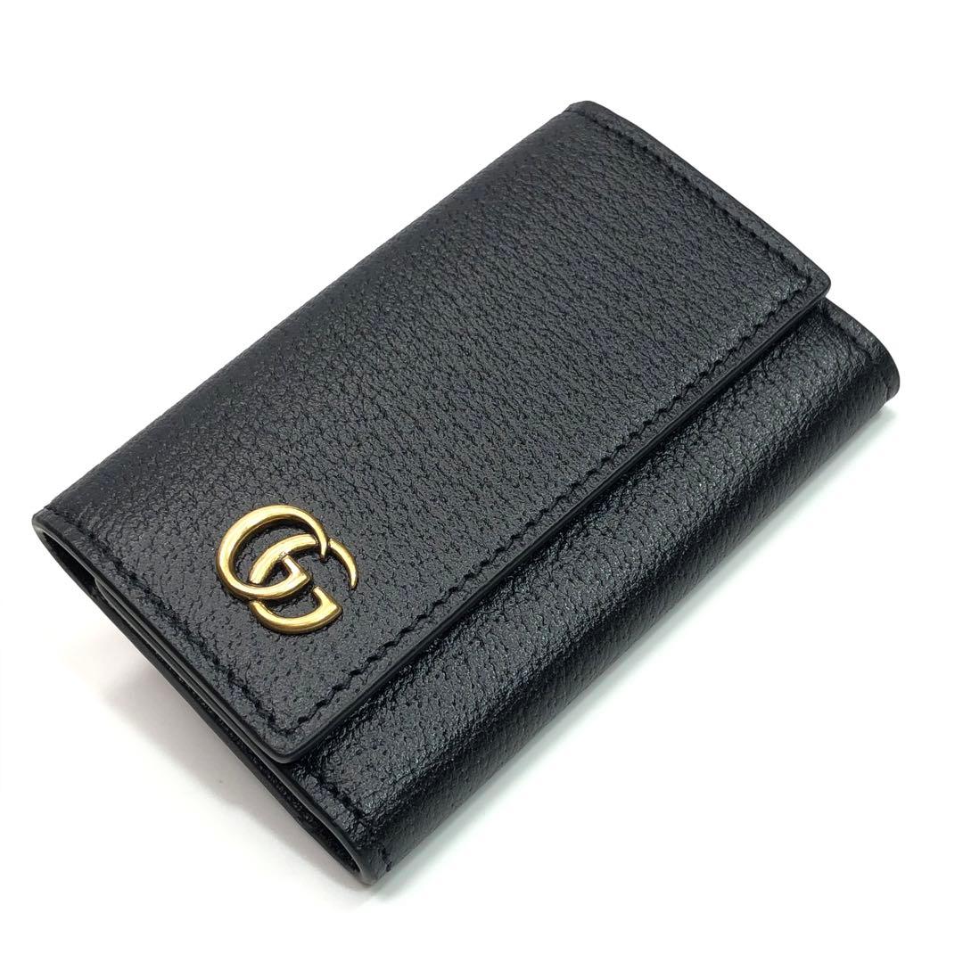 未使用✨グッチ GGマーモント カーフレザー 6連キーケース リング付 ブラック