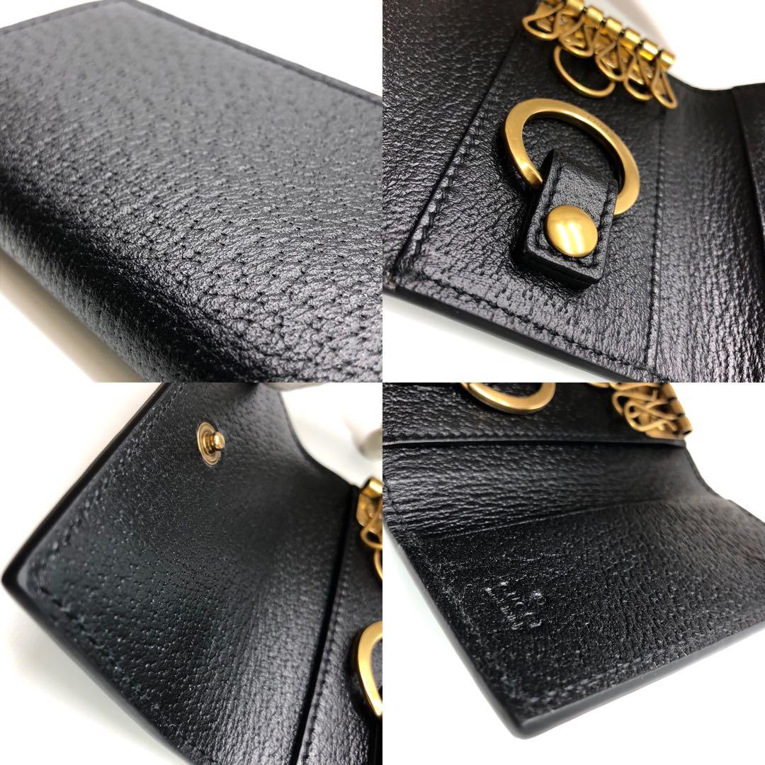 未使用✨グッチ GGマーモント カーフレザー 6連キーケース リング付 ブラック