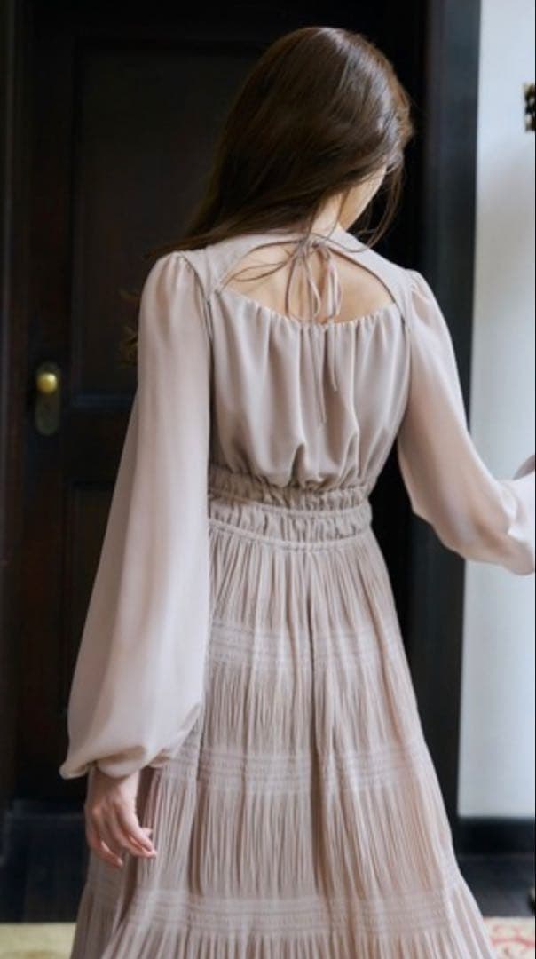 ワンピース Majolica Pleated Chiffon Long Dress
