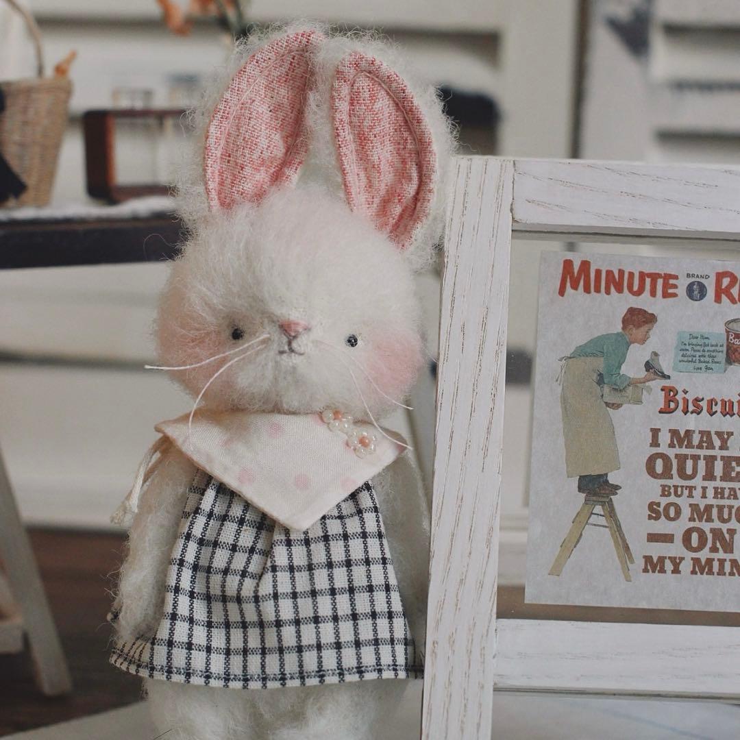 モコモコうさぎベイビー 海外作家様 ぬいぐるみ ハンドメイド アーティストベア