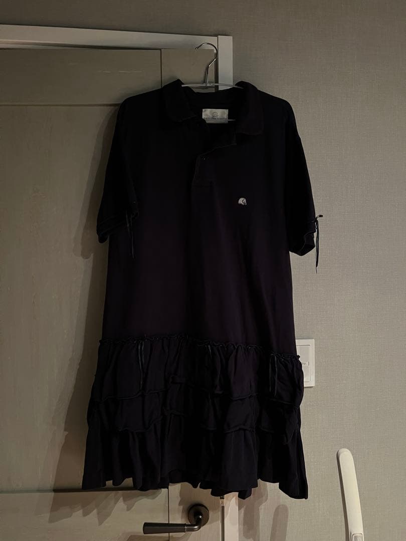 keisuke kanda リボン縫いのポロシャツワンピース 紺