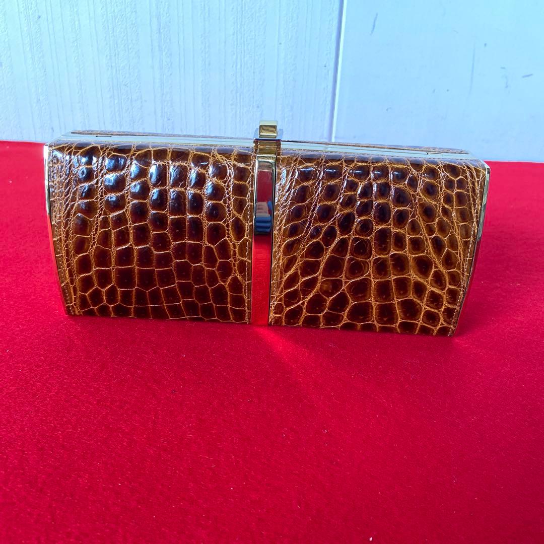 クロコダイル アクセサリーポーチ チェーンショルダー　e1212-E