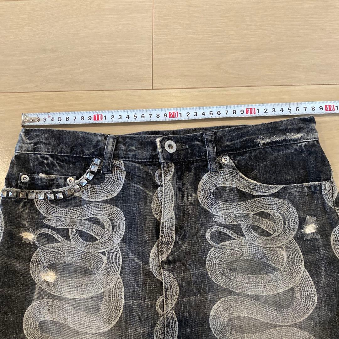 ヒステリックブルー　ヒステリック　デニム　マイクロミニスカート　スネーク柄　M