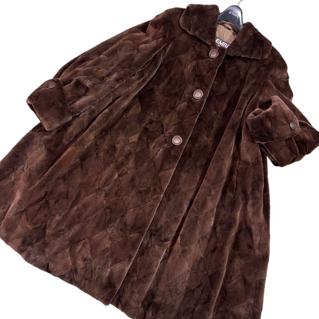 裾周り228cm EMBA シェアード ロングコート リアルファー レディース