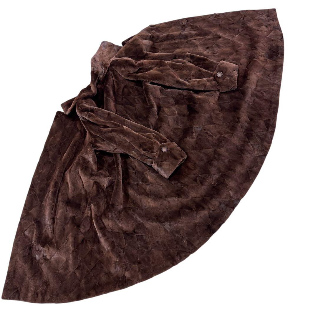 裾周り228cm EMBA シェアード ロングコート リアルファー レディース