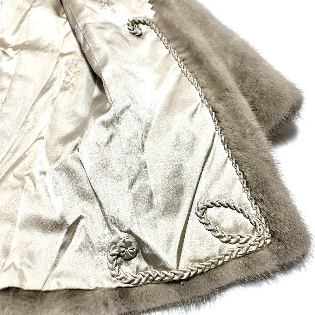 ✨美品✨FURVAN サファイアミンク　ライトグレー 毛皮コート ダブルブレスト