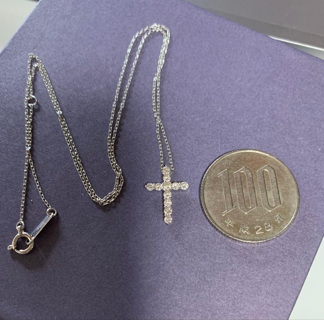 K18WG クロス型　ネックレス