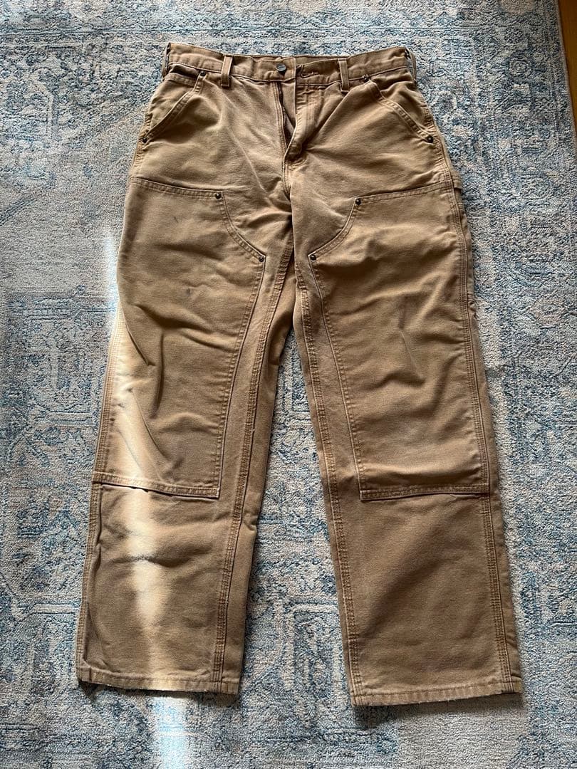 【美品】carhartt ダブルニー W30 L30ブラウン