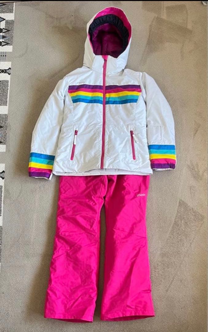 子ども用 スキーウェア ホワイト/ピンク/レインボー